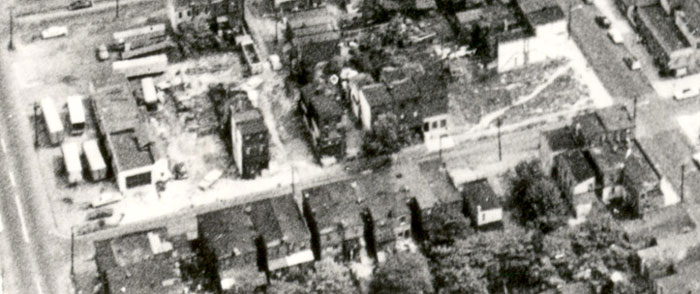 200 Block of Benson Street, aerial view, July 7, 1965