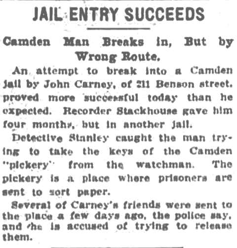 Jail Entry Succeeds, Philadelphia Public Ledger November 11 1914