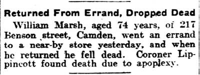 William Marsh, Philadelphia Inquirer, August 20, 1903