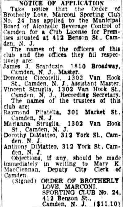 312 York Street — Dorothy DiMatteo, Anthony DiMatteo — Camden Courier-Post, June 12, 1954