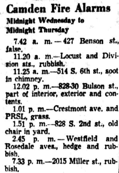 Camden Fire Alarms — Camden Courier-Post, April 27, 1956