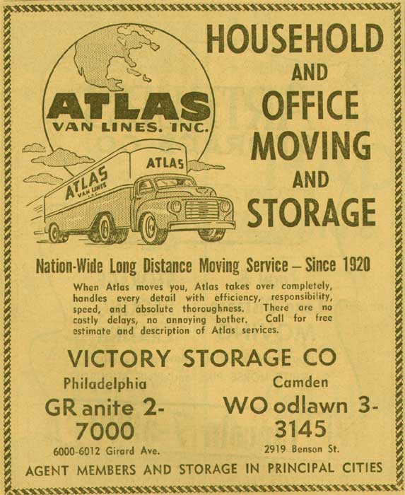 2919 Benson Street, Victory Storage Company, 1955 New Jersey Bell Yellow Pages