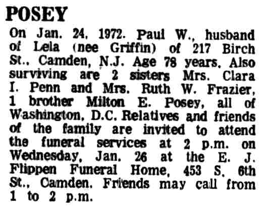 Paul W. & Lela Griffin Posey, 217 Birch Street, 1972