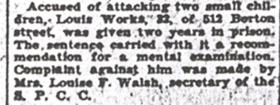 Accused of attacking two small children — Louis Works of 512 Borton Street, Camden Courier-Post, December 4, 1930