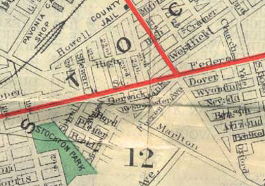 1914 Map of Camden and Stockton Township showing Boyd Street as Pfeiffer Street