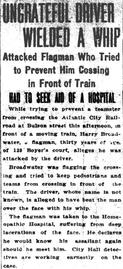 Ungrateful Driver Wielded a Whip — Camden Daily Courier, August 22, 1910