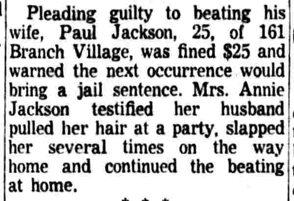 News clipping: Paul Jackson of 161 Branch Village fined, 1954