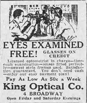 King Optical Company, 4 Broadway, advertisement March 28, 1932