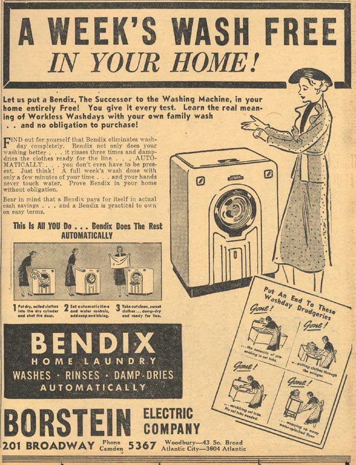 A Week’s Wash Free in Your Home! - Camden Courier-Post, June 1938