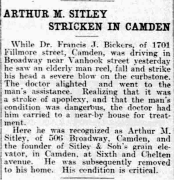 Newspaper article mentioning Dr. Francis J. Bicker Sr., Philadelphia Inquirer, September 21, 1902