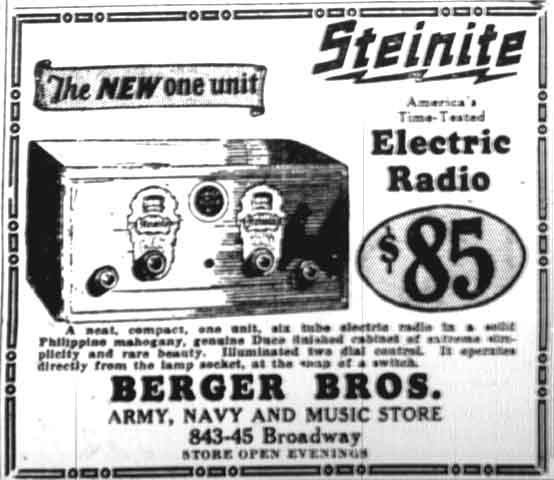 843–845 Broadway, Berger Brothers Army, Navy, and Music Store — Camden Courier-Post, January 27, 1928