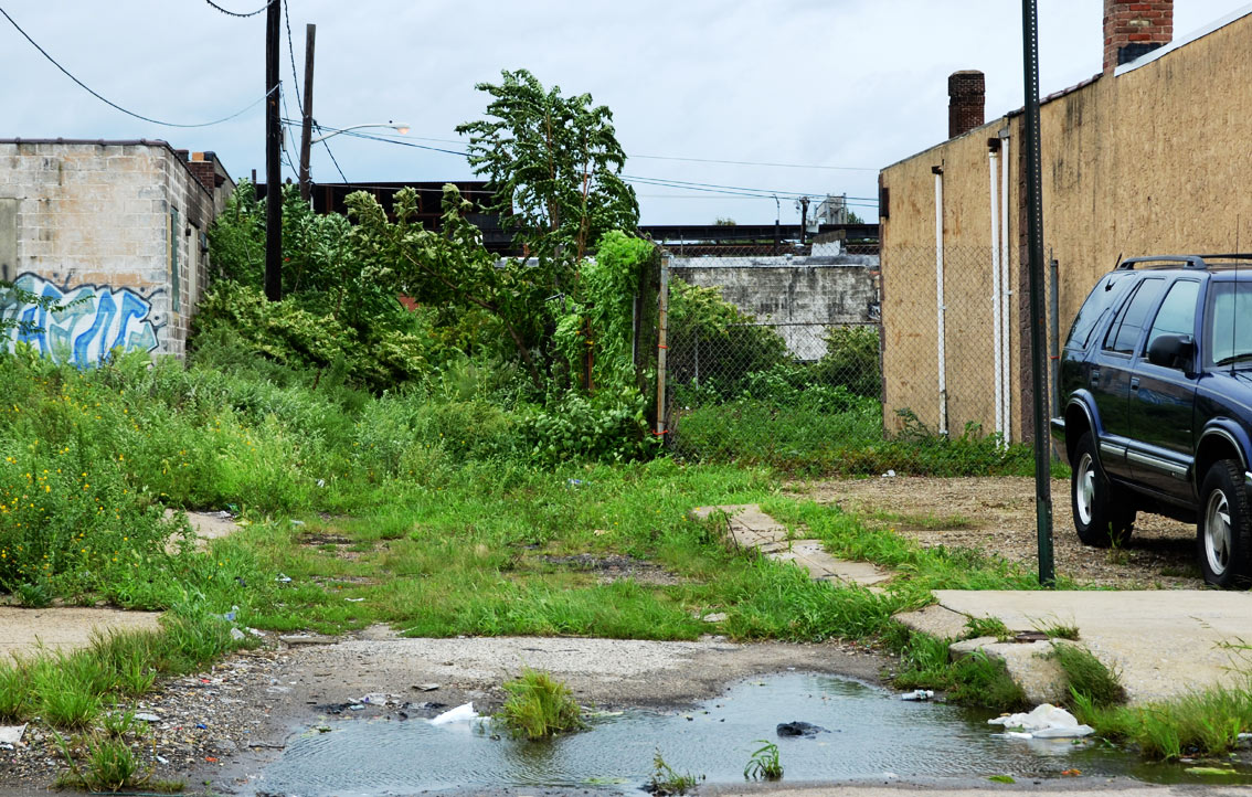 Looking east on Branch Street from Broadway, August 28, 2011