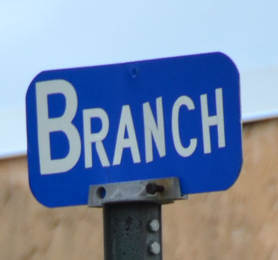 Street sign at Broadway and Branch Street