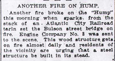 Philadelphia Inquirer, July 28, 1913 — Another Fire on Hump, Bulson Street Bridge