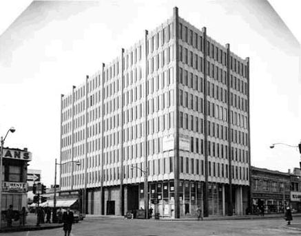 Southwest corner of Broadway and Federal Street showing Commerce Building, 1970s