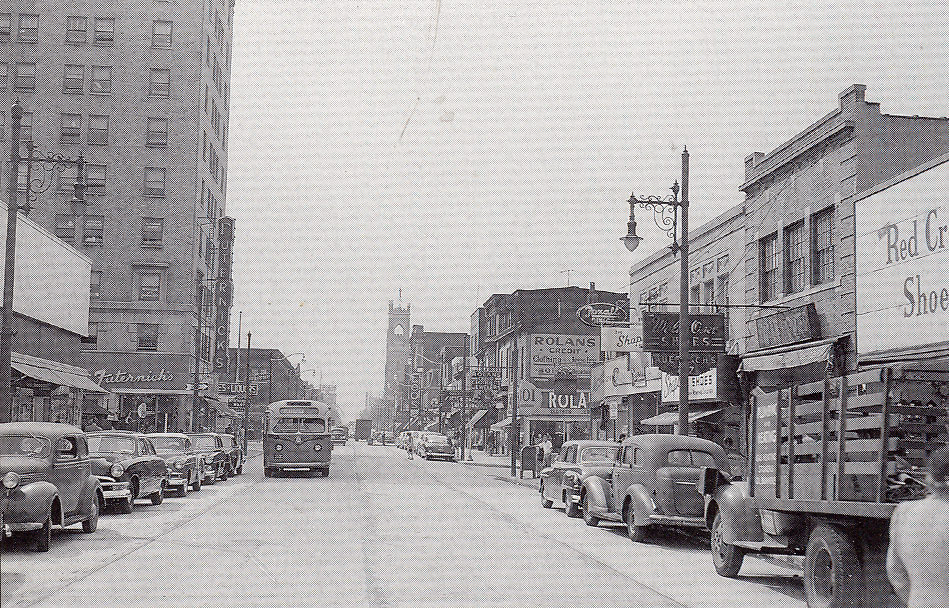 Broadway looking north at the intersection of Spruce Street, September 18, 1951