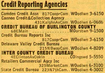 817 Cooper Street — Camden Credit Association, 1955 NJ Bell Yellow Pages Ad