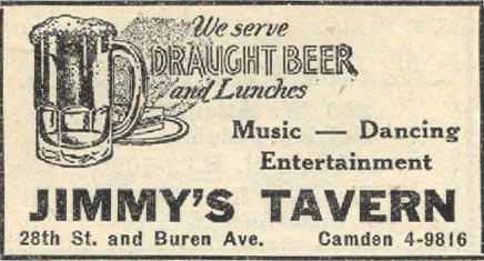 Jimmy's Tavern advertisement — Polk's Camden City Directory, 1947