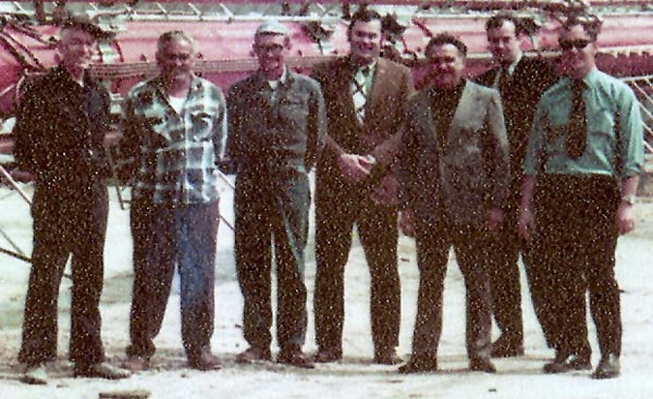 John E. Lingo and Son employees, from left: William C. O'Brien, Harry Santo, unknown, Ted Hall, unknown, unknown, and Jackie Lingo