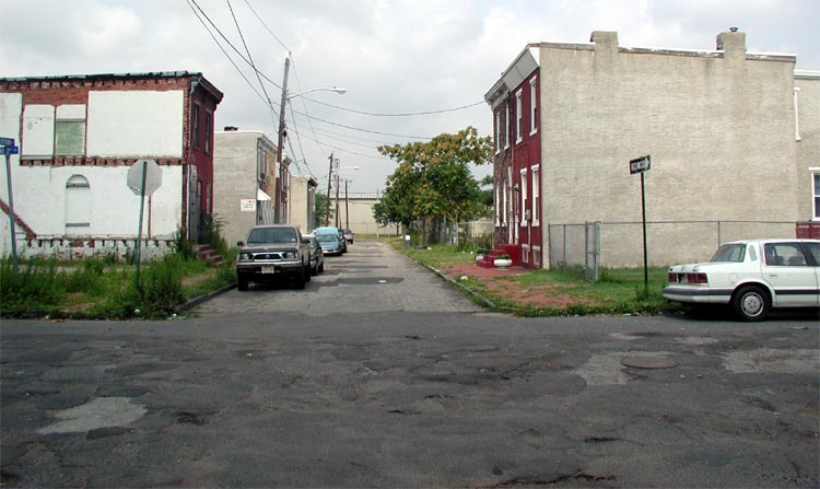 Looking west on Byron Street from North 3rd Street, July 5, 2004