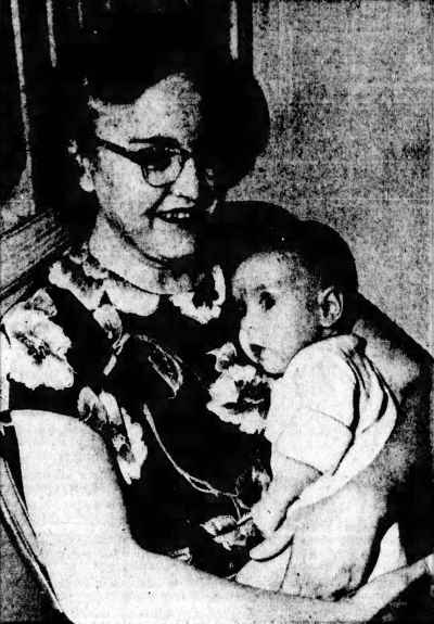 Mary Crawford with her mother, Mrs. John Crawford, 1145 Cambridge Street, February 1955