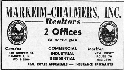 540 Cooper Street, Markeim-Chalmers Inc., Camden Courier-Post, May 19, 1964