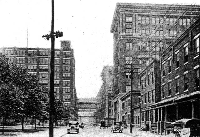 The intersection of Front and Cooper Streets, 1925, as seen looking south from Penn Street