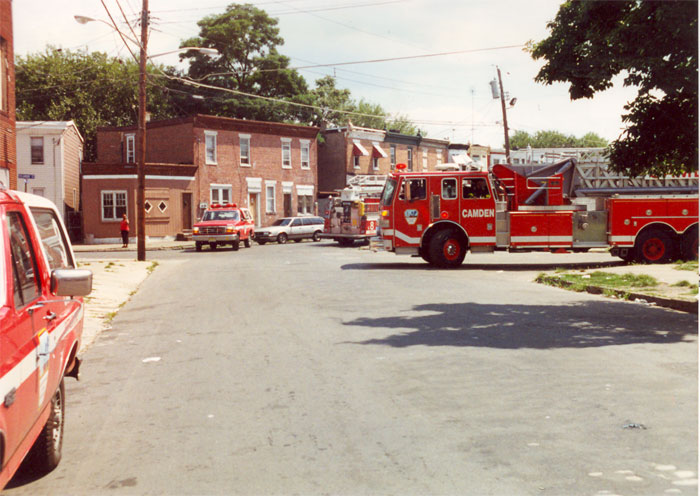 Southeast corner looking south on Louis Street towards Sycamore Street intersection, 1947, August 26, 2001