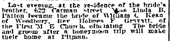 Linda B. Patton Weds William C. Kean - Philadelphia Inquirer, June 6, 1914