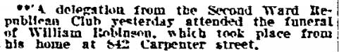 Philadelphia Inquirer, February 14, 1910 — William Robinson funeral