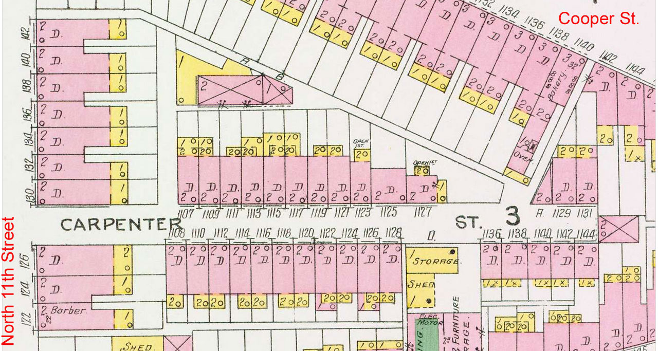 1100 Block of Carpenter Street — Sanborn map, 1906