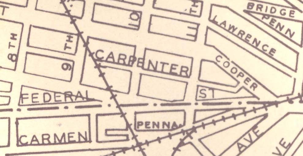 Map of Carpenter Street, 1946