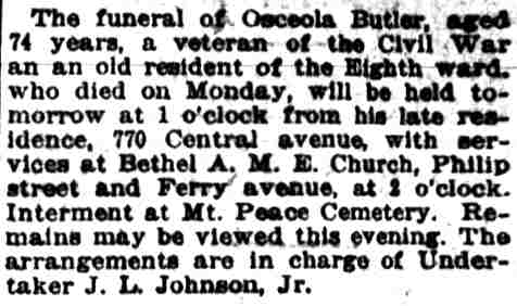 Funeral of Osceola Butler — 770 Central Avenue — Camden Post-Telegram, July 5, 1917