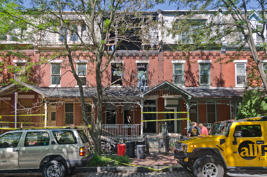 437 and 439 Chambers Avenue, damaged by fire, June 15, 2012