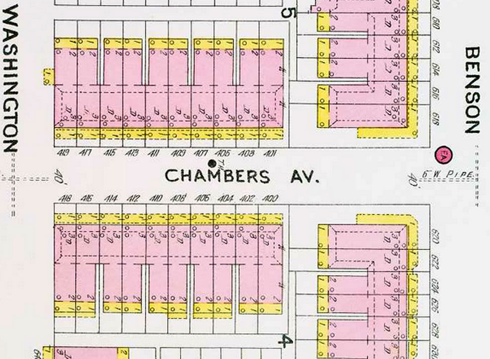 1906 Sanborn Map of Chambers Avenue, 400 to 419