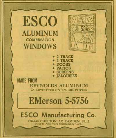 ESCO Manufacturing Company, 430-444 Chelton Avenue — 1955 NJ Bell Telephone Yellow Pages ad, page 1
