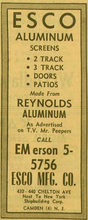 ESCO Manufacturing Company, 430-444 Chelton Avenue — 1955 NJ Bell Telephone Yellow Pages ad, page 2