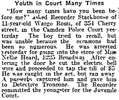 Philadelphia Inquirer, January 27, 1915 — Joseph Rossa & Family, 354 Cherry Street; Fiore Troncone