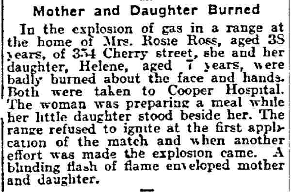 Philadelphia Inquirer, August 24, 1915 — Joseph Rossa & Family, 354 Cherry Street