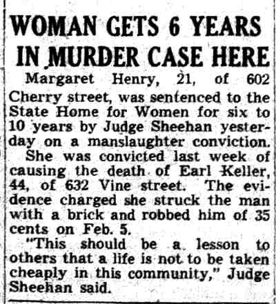 Camden Courier-Post, June 16, 1944 — Margaret Henry, 602 Cherry Street; Bartholomew Sheehan