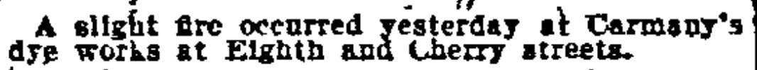 Philadelphia Inquirer, April 21, 1900 — Fire at Carmany's dye works at Eighth and Cherry streets