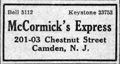 Camden Courier-Post, June 8, 1933 — 201 and 203 Chestnut Street, McCormick's Express