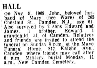Camden Courier-Post, November 8, 1969 — 265 Chestnut Street, John Hall family