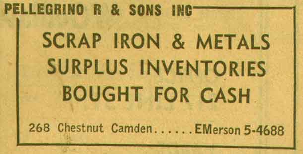 268 Chestnut Street — R. Pellegrino and Sons, 1955 New Jersey Bell Yellow Pages