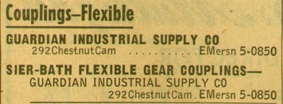 292 Chestnut Street — Guardian Industrial Supply, 1955 New Jersey Bell Yellow Pages