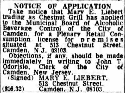 Camden Courier-Post, May 29, 1969 — 513 Chestnut Street, Chestnut Grill