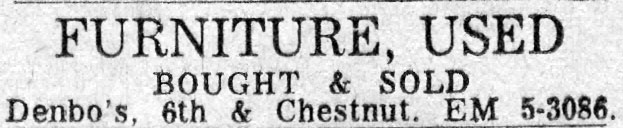 569 Chestnut Street — Denbo's Furniture, 1965