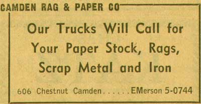 606 Chestnut Street — Camden Rag and Paper Company, 1955
