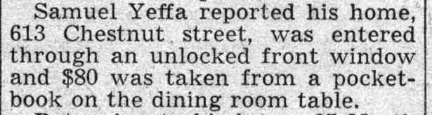 613 Chestnut Street — Samuel Yaffa, February 21, 1938