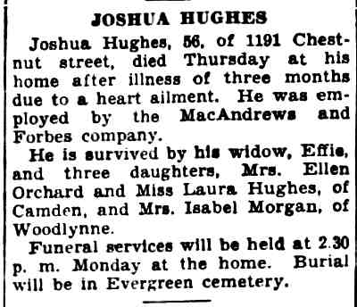 Camden Courier-Post, May 8, 1937 — 1191 Chestnut Street, Joshua Hughes family